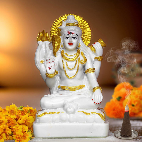Gold White Shiva - The Earth Store - God Statue